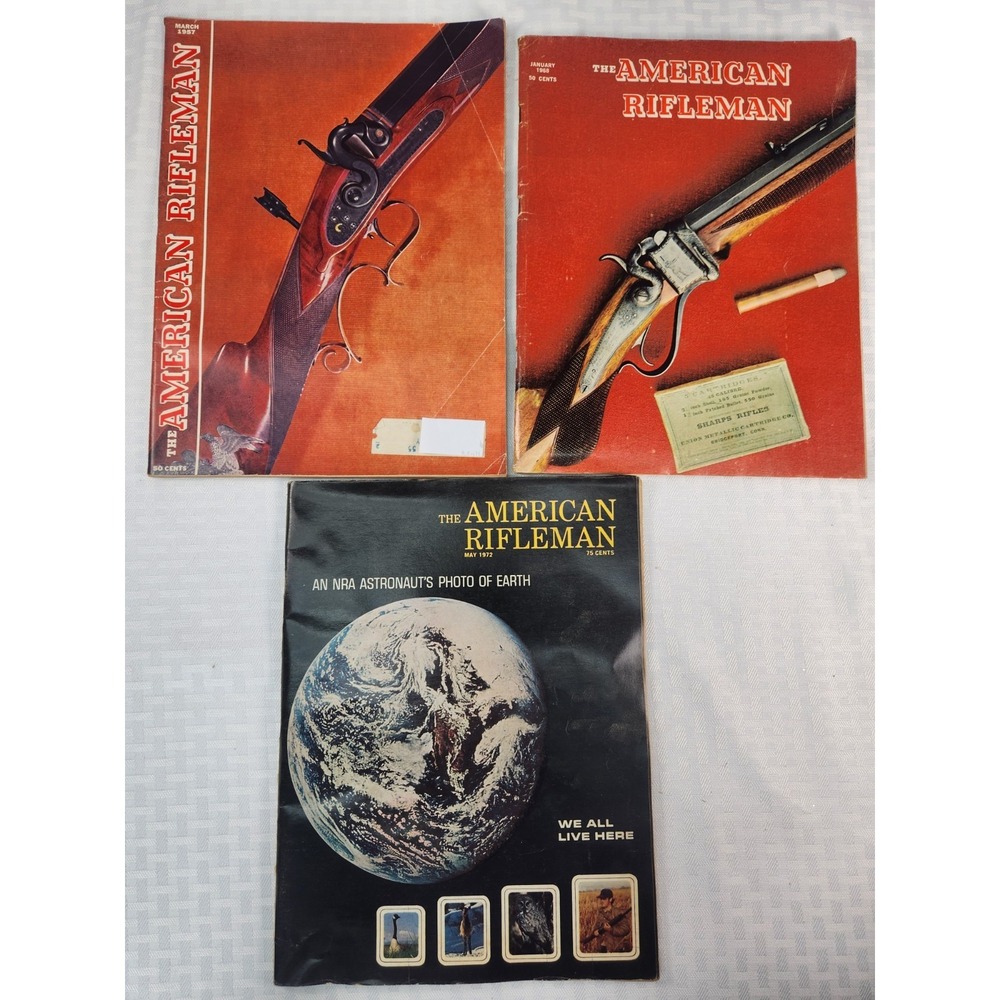 Vintage American Rifleman Magazines Lot Of 3 March 1957, January 1968, May 1972